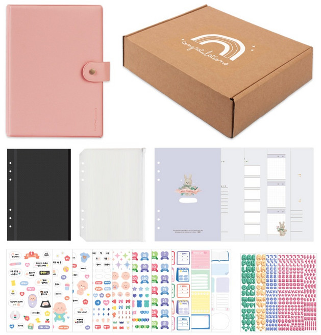 리코즈 듀이 접착식 출산 임신 선물세트 초음파앨범 풀패키지, 피치