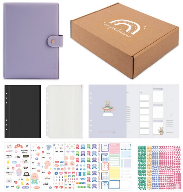 리코즈 듀이 접착식 출산 임신 선물세트 초음파앨범 풀패키지, 라벤더