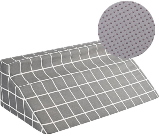 포근상점 노인 환자 자세 변화 미끄럼방지 삼각 쿠션 그레이체크, 1개