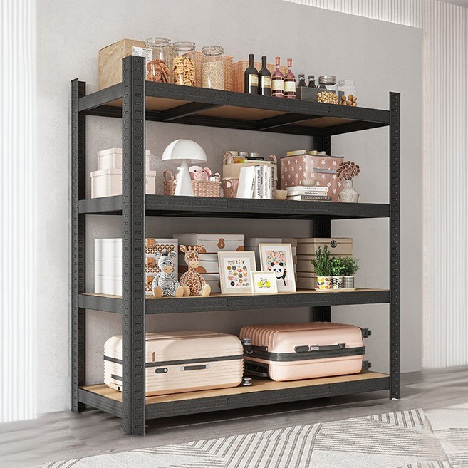 비마이엑스 조립식 철제 앵글 선반, 블랙, 4단