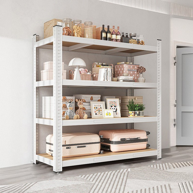 비마이엑스 조립식 철제 앵글 선반, 화이트, 4단