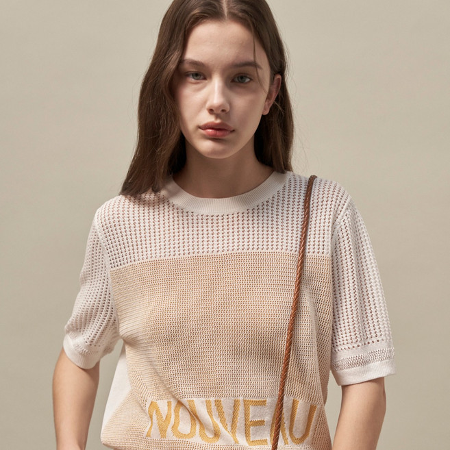 올리비아로렌 여성용 크로셰 레터링 니트풀오버 VVCBS5M4181