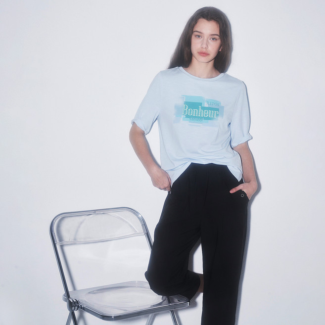 올리비아로렌 여성용 네모네모 발포 티셔츠 VVBAS5M3461