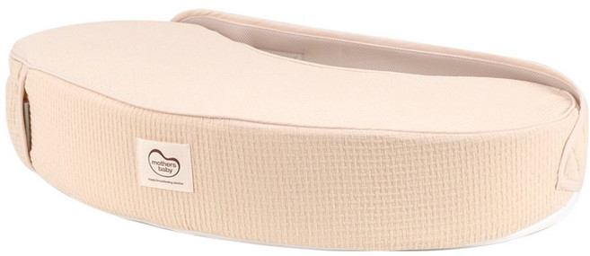 마더스베이비 유아용 와플 D자형 수유쿠션, 베이지