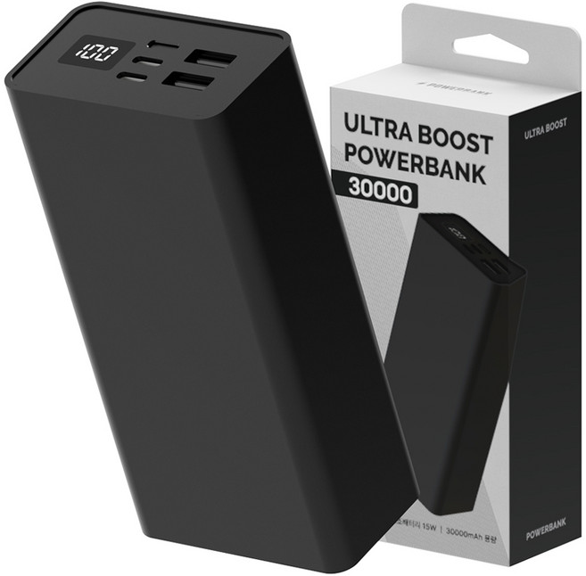 누아트 울트라부스트 고속충전 대용량 보조배터리 30000mAh 멀티단자, 블랙