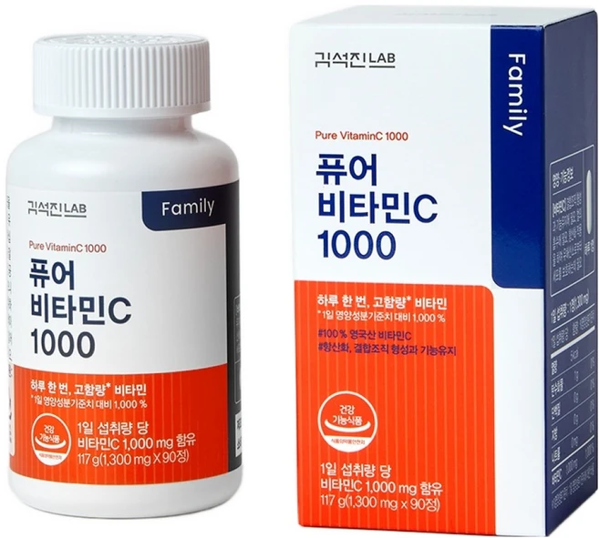 김석진랩 퓨어 비타민C 1000 117g, 1개, 90정 - 쿠팡