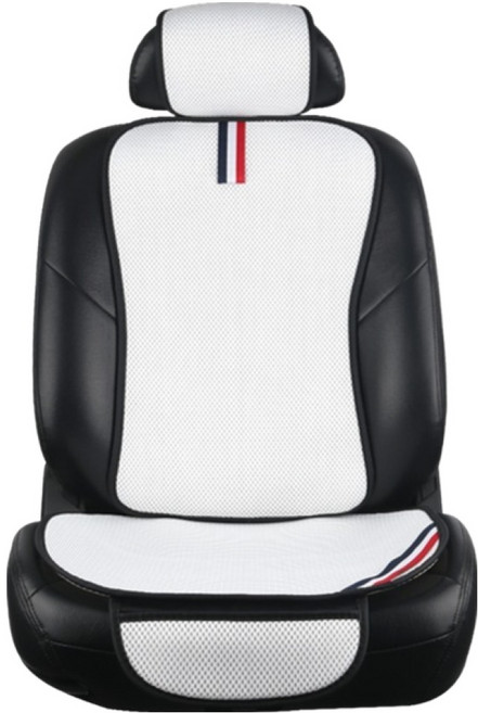 지엠지모터스 자동차 시트커버 통풍시트 울트라 에어매쉬 3중구조 1인 앞시트, 화이트, 1개