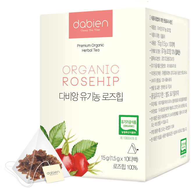 다비앙 유기농 로즈힙 차, 1.5g, 1개, 10개입