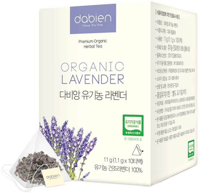 다비앙 유기농 라벤더차 티백, 1.1g, 10개입, 1개 - 쿠팡
