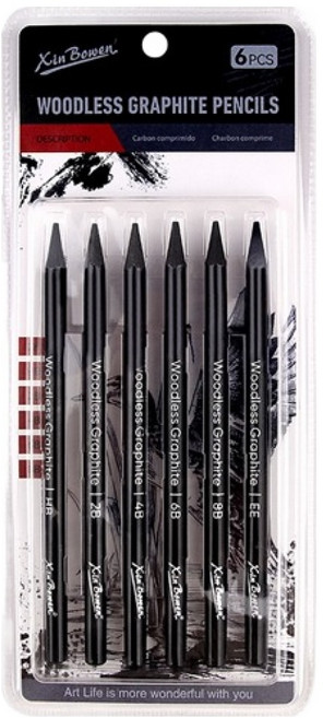 신보웬 드로잉 목탄펜슬 6종 세트, 블랙, 1세트