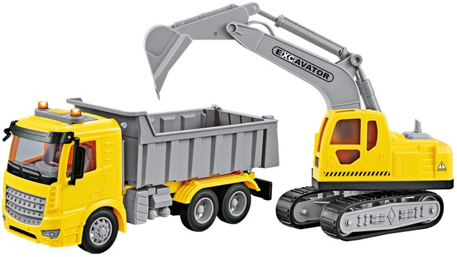 키드존 리얼 중장비 1:16 덤프 + 쇼벨 세트, 혼합색상, 1개
