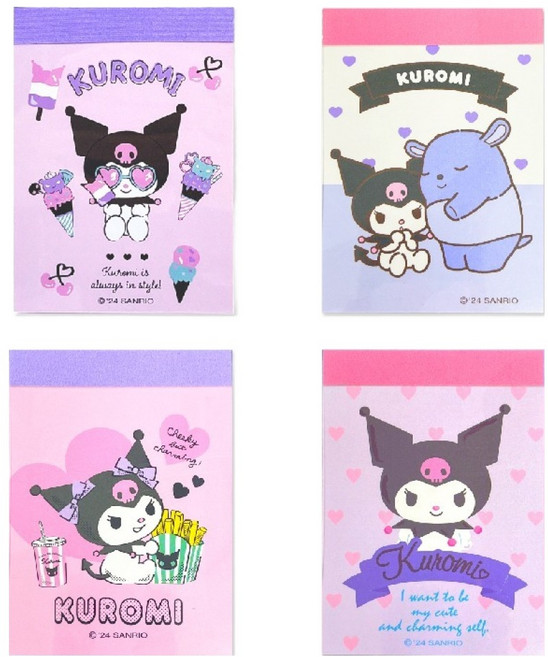 산리오 쿠로미 러브잇 핸디 떡메모지 60매, 혼합색상, 4개, 1개입