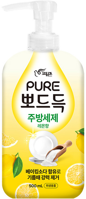 피죤퓨어 뽀드득 주방세제 레몬향, 500ml, 1개