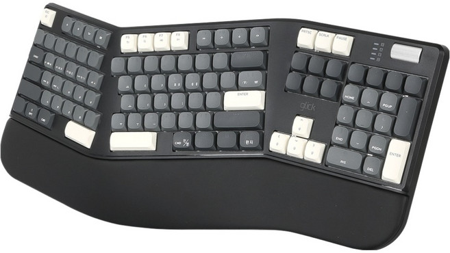 지클릭커 무선 OFFICEPRO 인체공학 로우키 저소음 블루투스 풀윤활 기계식 키보드, 블랙, EK500, 핑크축