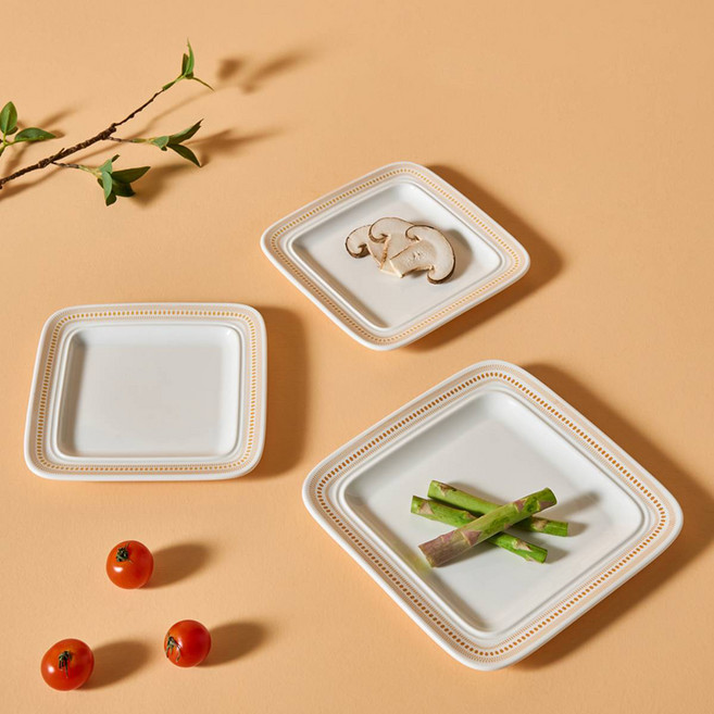 코렐코디네이츠 로즈몬트 정사각 접시 169 x 169 mm 2p + 정사각 접시 204 x 204 mm 세트, 1세트, 접시 69 x 169 mm(2p) + 접시 204 x 204 mm