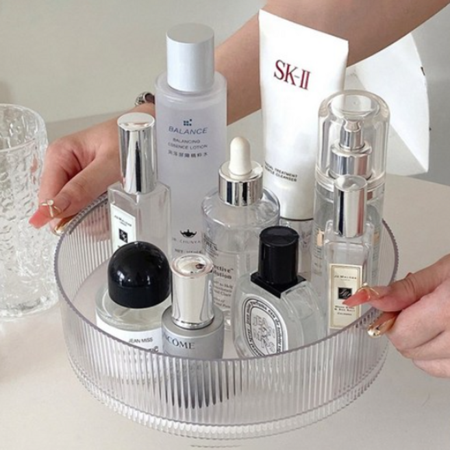 해피위더스 화장대 다용도 회전형 정리함, 투명, 1개