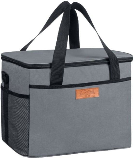 탄룩 휴대용 야외 캠핑 가죽라벨 아이스백, 그레이, 10L