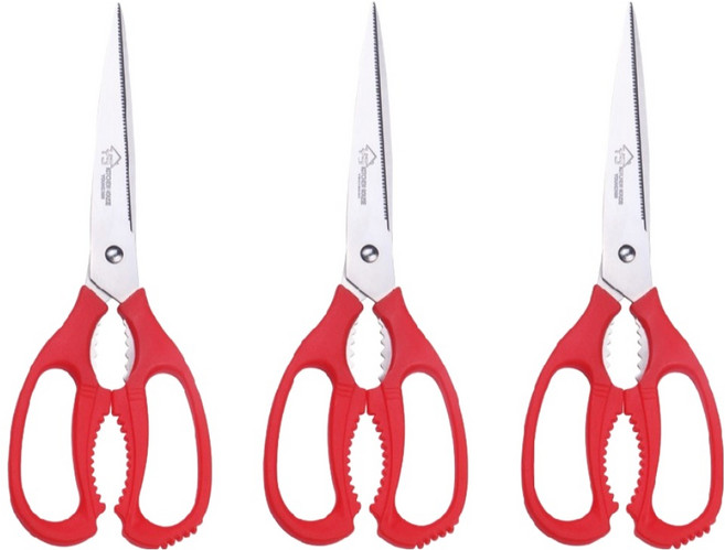 키친하우스 기본 주방가위, 레드, 3개