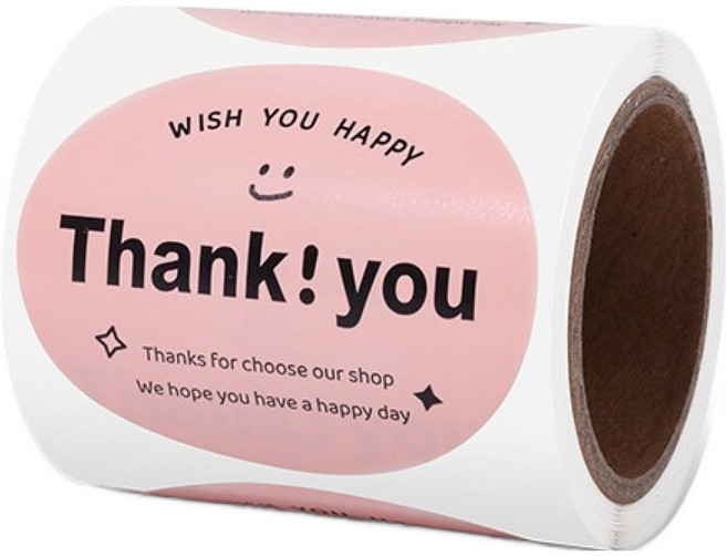 길그리 단색 땡큐 롤스티커 120p, 04 타원핑크, 1개