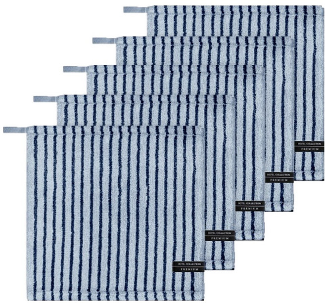 호텔컬렉션 송월 스트라이프 앤 솔리드 34 고리 핸드타월, 하늘, 5개
