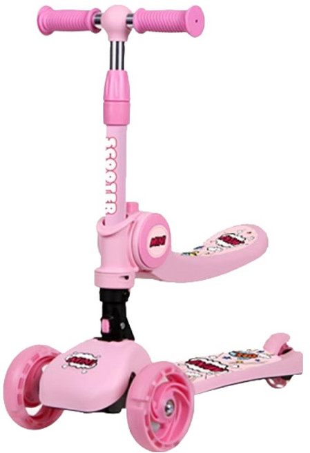 랜드웨이 아동용 2in1 스쿠터 접이식 킥보드, 핑크, 1개