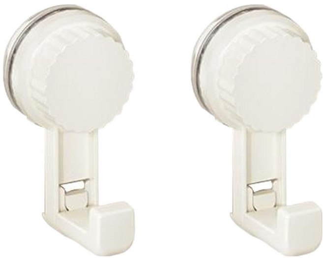 셀리빙 욕실 L형걸이 무타공 만능 진공 흡착식 후크, 아이보리, 2개
