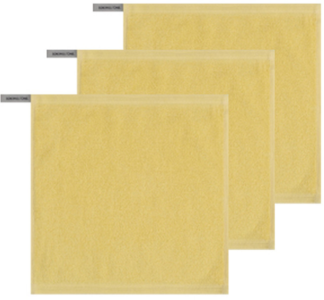 송월타월 컬러풀링 30수 고리 핸드타올, 옐로우, 3개