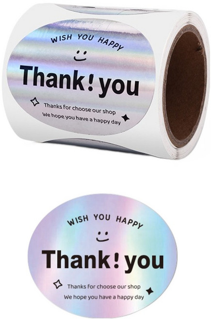 길그리 단색 땡큐 롤스티커 120p, 02 타원홀로, 1개