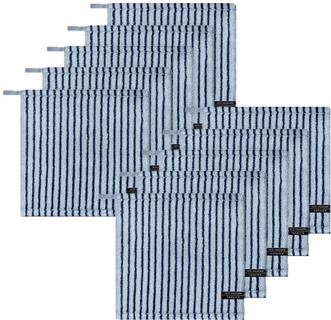 호텔컬렉션 송월 스트라이프 앤 솔리드 34 고리 핸드타월, 하늘, 10개