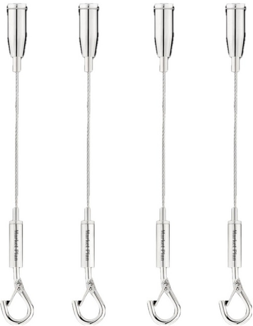 마켓플랜 스텐레스 천장 와이어 액자걸이 4p 세트, 실버, 1세트