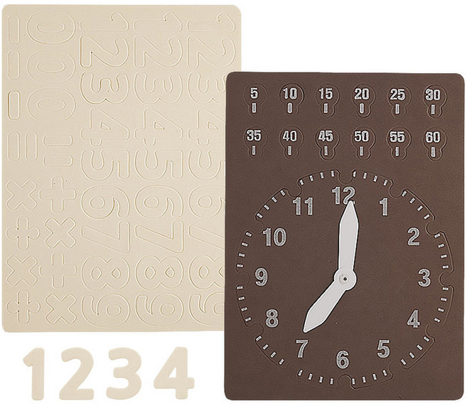 비앤씨 아동용 말랑 쿠키크림 자석글자 숫자 크림 + 시계놀이 브라운 세트, 1세트, 58피스