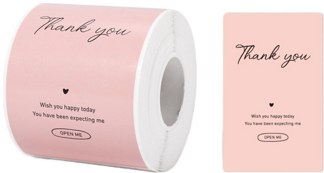 길그리 단색 땡큐 롤스티커 200p, 08 사각핑크, 1개