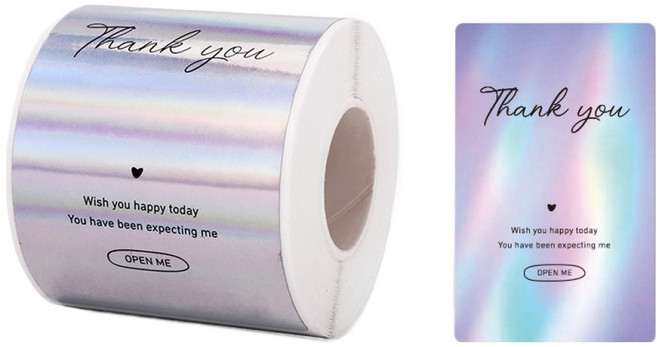 길그리 단색 땡큐 롤스티커 200p, 06 사각홀로, 1개