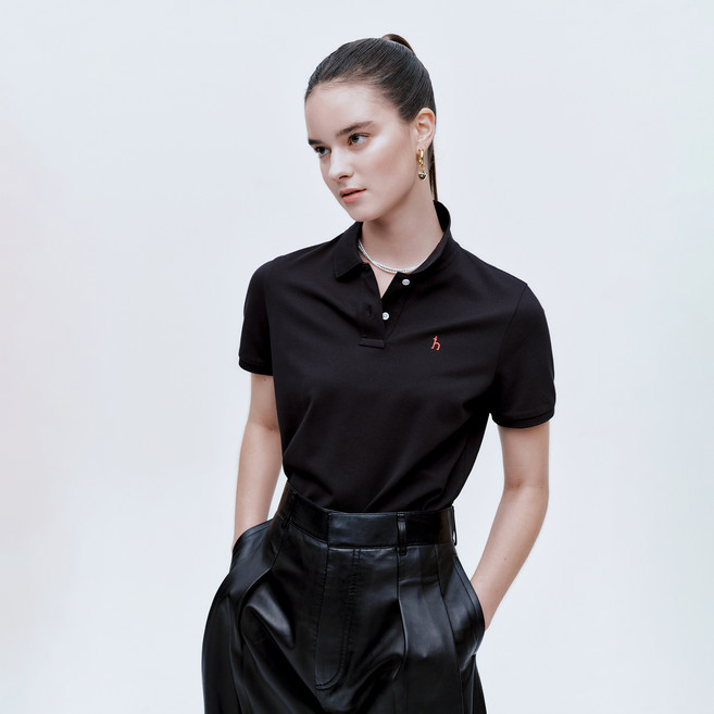 헤지스 여성용 아이코닉 클래식핏 반팔 피케 티셔츠