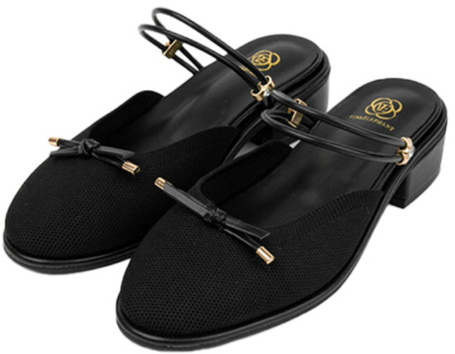 분홍코끼리 샬롯 니트 리본 슬링백 블로퍼 4cm