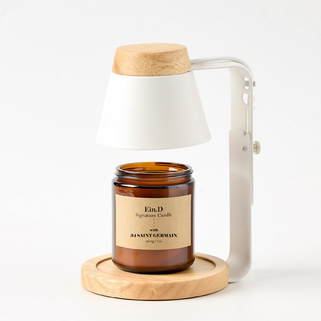 에인디 시그니처 우드 스타일 캔들워머 타이머 타입 + 소이캔들 200g 세트, 화이트우드, 34번가생제르망 Type
