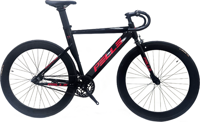 펠레스포츠 펠레바이크 픽시 T1 경량 카본스틸 픽시자전거 52L, Glossy Black + Red, 160cm, 1개