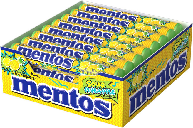 멘토스 사워 파인애플 캔디, 24개, 37.5g