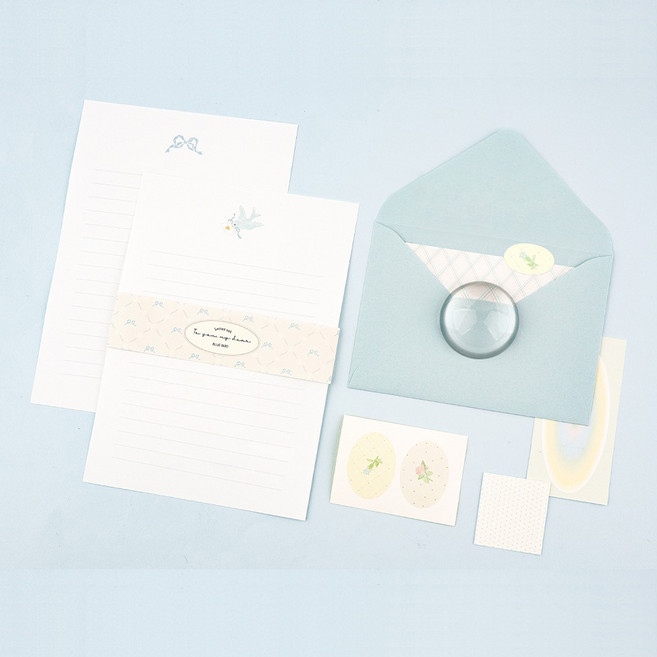 대시앤도트 투 유 마이 디어 레터 편지지 4p + 봉투 2p 세트, 04 블루 버드, 1세트