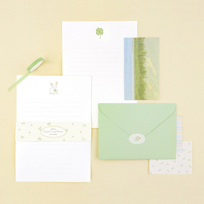 대시앤도트 투 유 마이 디어 레터 편지지 4p + 봉투 2p 세트, 03 럭키 버니, 1세트