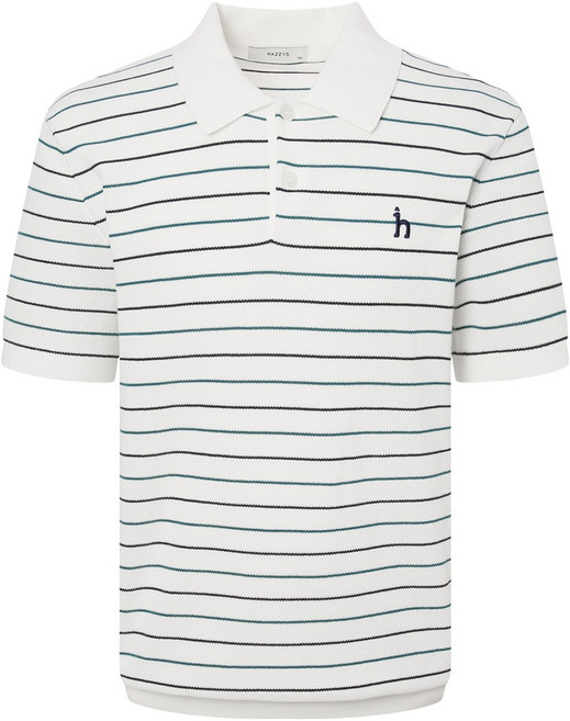 헤지스 남성용 썸모어 면강연 투톤 스트라이프 카라 니트