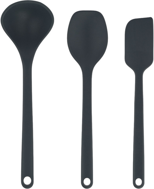 베르덴 스탠드업 미니 이유식 조리도구 3종 세트, 차콜, 1세트, 스패츌라 + 요리스푼 + 국자