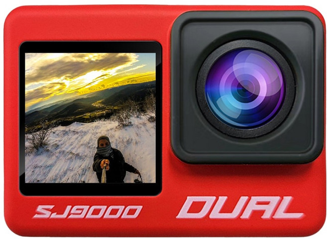 에이스원 4K 터치스크린 C타입 블랙박스 액션캠 SJ9000 DUAL, 레드