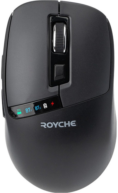 로이체 충전식 저소음 멀티페어링 블루투스 무선 마우스 RX-710TR, 블랙