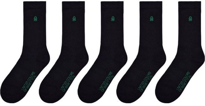 베네통 심볼 로고 장목 양말 5켤레