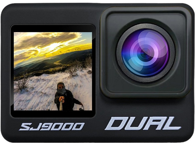 에이스원 4K 터치스크린 C타입 블랙박스 액션캠 SJ9000 DUAL, 블랙