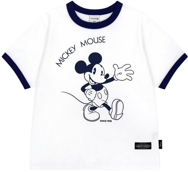젤리스튜디오 아동용 통기성 디즈니 미키 마우스 링어 티셔츠