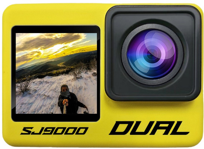 에이스원 4K 터치스크린 C타입 블랙박스 액션캠 SJ9000 DUAL, 옐로우