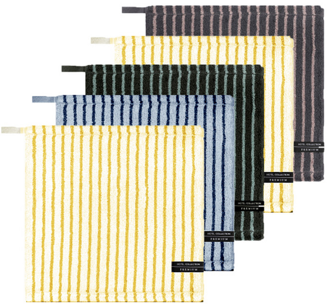 호텔컬렉션 송월타월 스트라이프 앤 솔리드 34 고리 수건 핸드타월 5p 세트, 블랙, 하늘, 그레이, 베이지, 베이지, 1세트