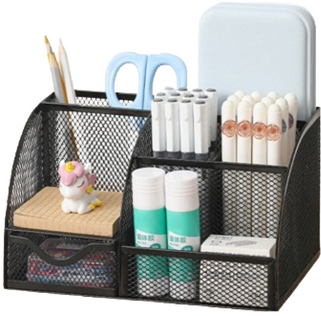 데일블룸 다용도 철제 칸막이 연필꽂이, 블랙, 1개